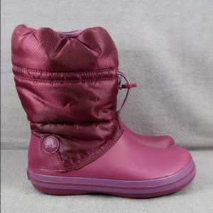 Crocs Crocband Womens 10 Pink Purple Winter Snow Pull On Puff Boots